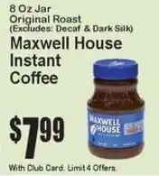 Super Fresh Maxwell House Instant Coffee offer