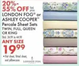 Boscov's London fog or ashley cooper percale sheet sets offer