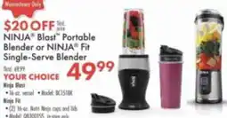 Boscov's Ninja Blast Portable Blender or Ninja Fit Single-Serve Blender offer
