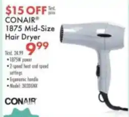 Boscov's Conair 1875 mid-size hair dryer offer