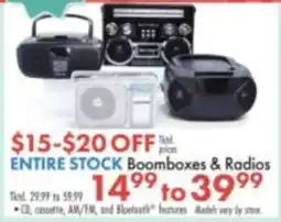 Boscov's Entire Stock Boomboxes & Radios offer