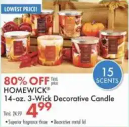 Boscov's Homewick 3-Wick Decorative Candle offer