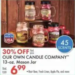 Boscov's Our Own Candle Company Mason Jar offer