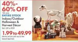 Boscov's Entire Stock Indoor/Outdoor Halloween & Harvest Décor offer