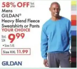 Boscov's Gildan heavy blend fleece sweatshirts or pants offer