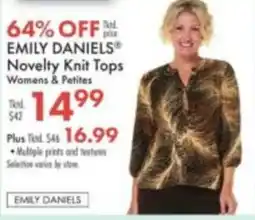 Boscov's Emily Daniels Novelty Knit Tops offer
