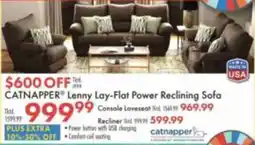 Boscov's Catnapper Lenny Lay-Flat Power Reclining Sofa offer
