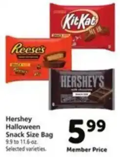 Vons Hershey Halloween Snack Size Bag offer