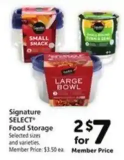 Vons Signature select food storage offer