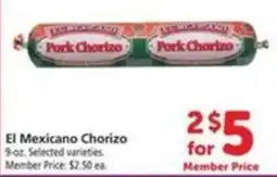 Vons El Mexicano Chorizo offer