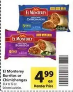 Vons El Monterey burritos or chimichangas offer