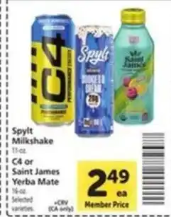 Vons Spylt Milkshake, C4 or Saint James Yerba Mate offer