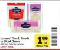 Vons Lucerne chunk, shreds or sliced cheese offer