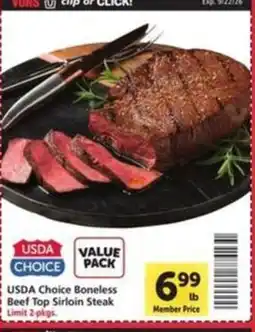 Vons Usda Choice Boneless Beef Top Sirloin Steak offer
