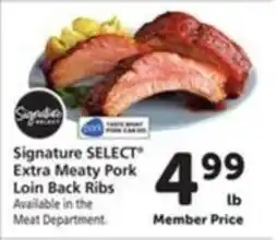Vons Signature Select extra meaty pork loin back ribs offer