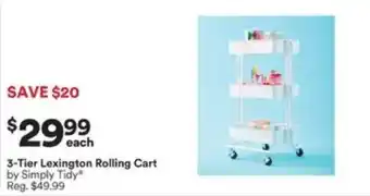 3-Tier Lexington Rolling Cart by Simply Tidy