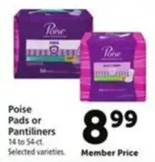 Vons Poise Pads or Pantiliners offer