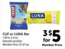 Vons Clif or Luna Bar offer