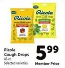 Vons Ricola Cough Drops offer