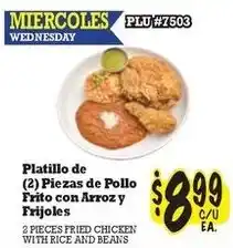 La Michoacana 2 Pieces Fried Chicken with Rice and Beans offer