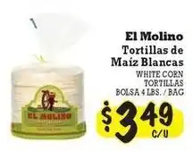 La Michoacana El Molino white corn tortillas offer