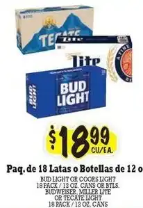 La Michoacana Bud Light or Coors Light offer