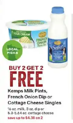 Coborn's Kemps Milk Pints, French Onion Dip or Cottage Cheese Singles offer