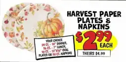 Ollie's Harvest paper plates & napkins offer