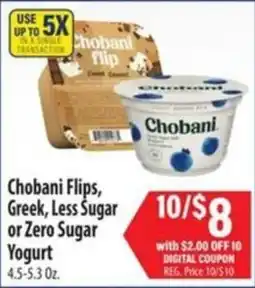 Food Giant Chobani Flips, Greek, Less Sugar or Zero Sugar Yogurt offer