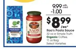 Metro Market Rao's Pasta Sauce or Simple Truth Organic Coffee offer