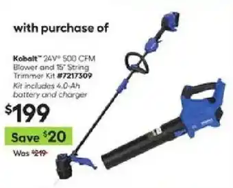 Kobalt 24V 500 CFM Blower and 15 String Trimmer Kit