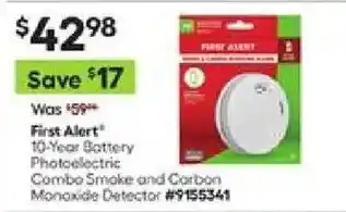 First Alert 10-Year Battery Photoelectric Combo Smoke and Carbon Monoxide Detector
