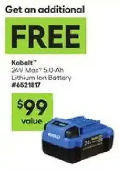 Lowe's Kobalt 24v max 5.0-ah lithium ion battery offer