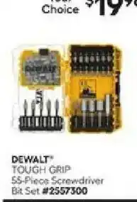 Lowe's DeWalt tough grip 55-piece screwdriver bit set offer