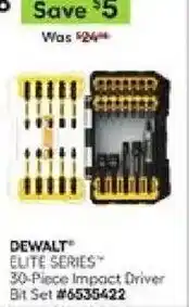 Lowe's DeWalt elite series 30-piece impact driver bit set offer