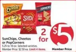 Vons Sunchips, cheetos or popcorners offer