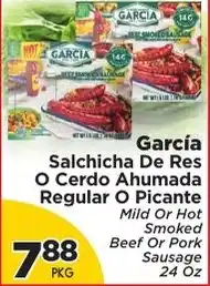 Presidente Garcia salchicha de res o cerdo ahumada regular o picante offer