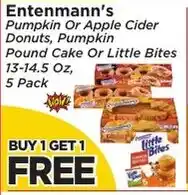 Presidente Entenmann's pumpkin or apple cider donuts, pumpkin pound cake or little bites offer