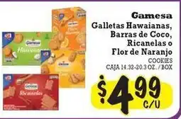 La Michoacana Gamesa Galletas Hawaianas, Barras de Coco, Ricanelas o Flor de Naranjo offer
