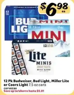 Fresco y Más 12 Pk Budweiser, Bud Light, Miller Lite or Coors Light offer