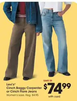 Fred Meyer Levi's Cinch Baggy Carpenter or Cinch Flare Jeans offer