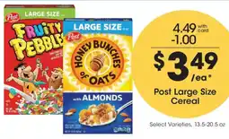 Fry's Post Large Size Cereal offer