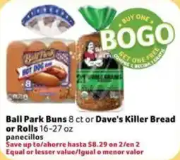 Fresco y Más Ball Park Buns or Dave's Killer Bread or Rolls offer