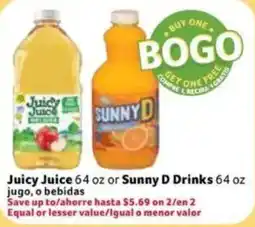 Fresco y Más Juicy Juice or Sunny D Drinks offer