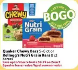 Fresco y Más Quaker Chewy Bars or Kellogg's Nutri Grain Bars offer