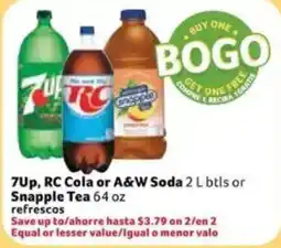 Fresco y Más 7Up, RC Cola or A&W Soda or Snapple Tea offer