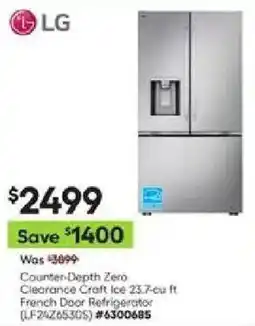 Lowe's LG Counter-Depth Zero Clearance Craft Ice French Door Refrigerator offer