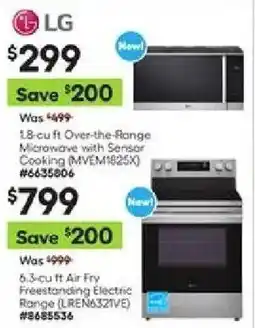Lowe's Lg 1.8-cu ft over-the-range microwave with sensor cooking offer