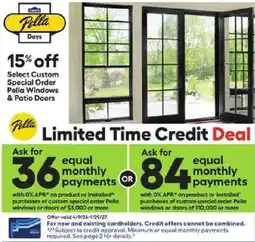 Lowe's Pella custom special order windows and patio doors offer