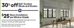 Lowe's Bali Custom Blinds and Shades offer